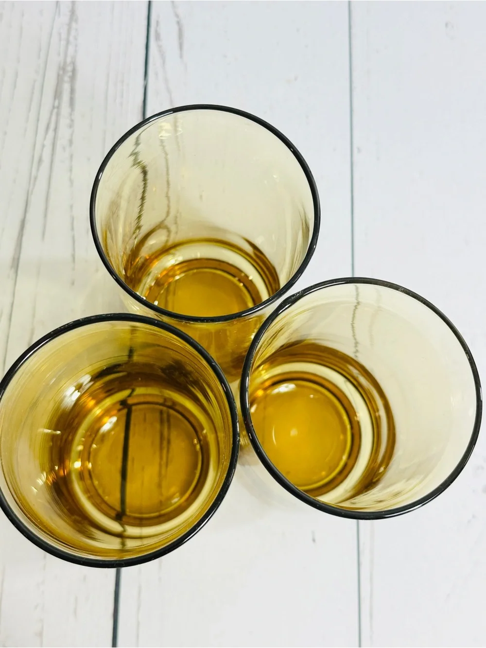 Set of 3 MCM Vintage-Libbey Glass Company amber honey gold  glass tumblers